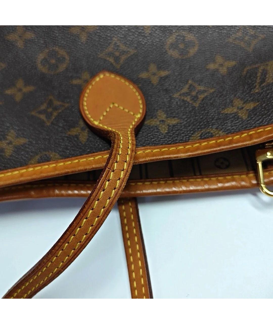 LOUIS VUITTON Коричневая кожаная сумка тоут, фото 7