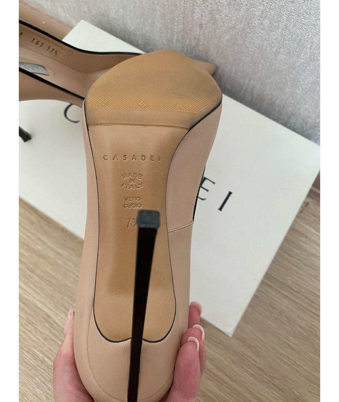 CASADEI Бежевые кожаные туфли, фото 5
