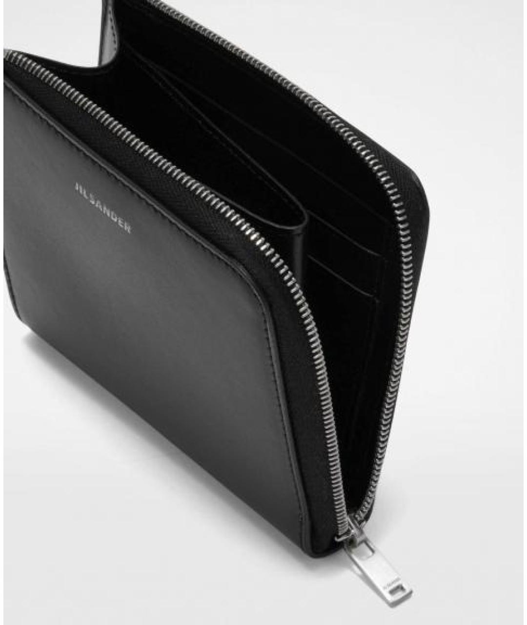 JIL SANDER Черный кожаный кошелек, фото 3