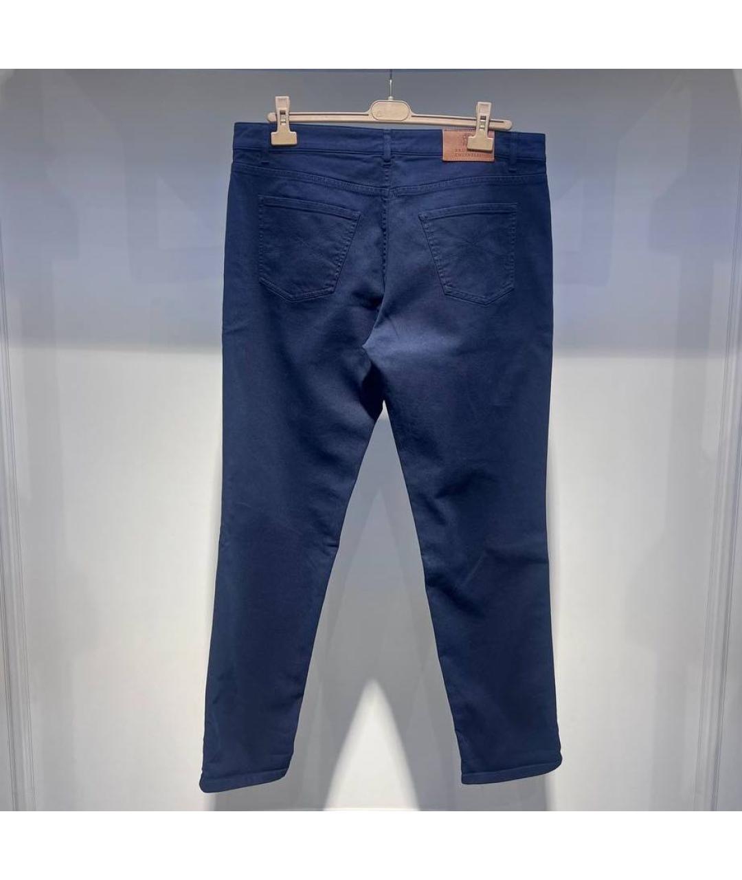 BRUNELLO CUCINELLI Темно-синие хлопко-эластановые джинсы, фото 2