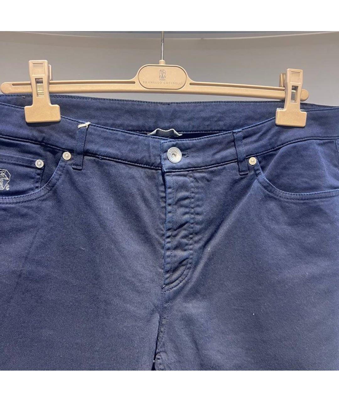 BRUNELLO CUCINELLI Темно-синие хлопко-эластановые джинсы, фото 3