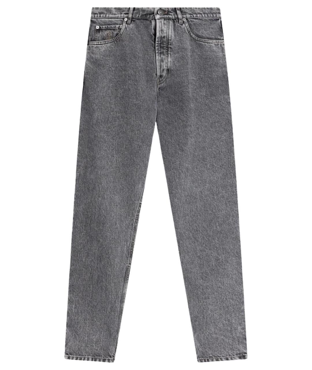 BRUNELLO CUCINELLI Серые хлопковые джинсы скинни, фото 1