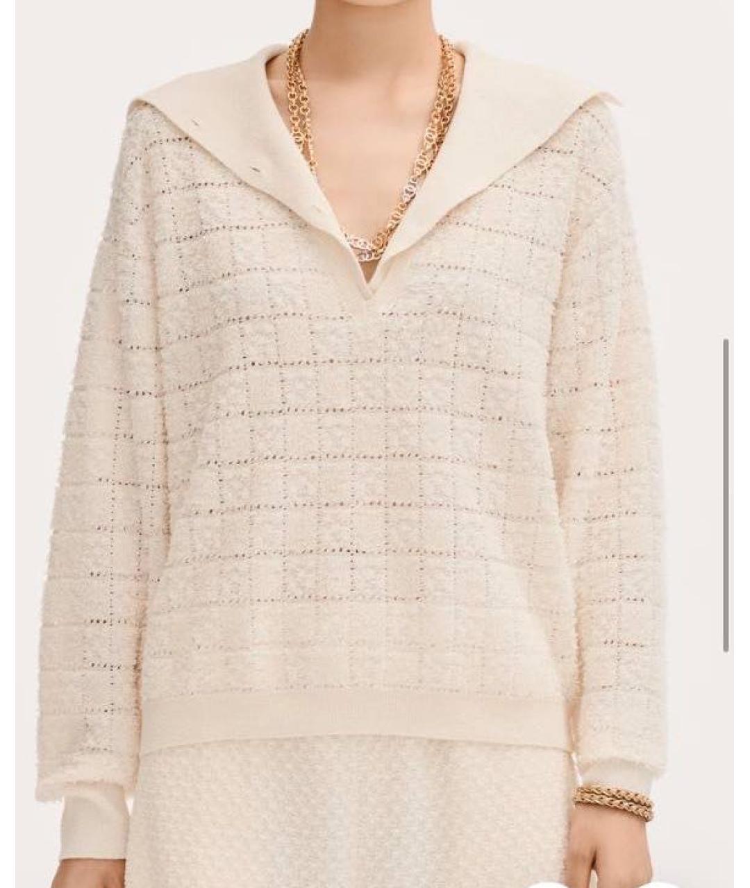 CHANEL Бежевый шелковый джемпер / свитер, фото 3