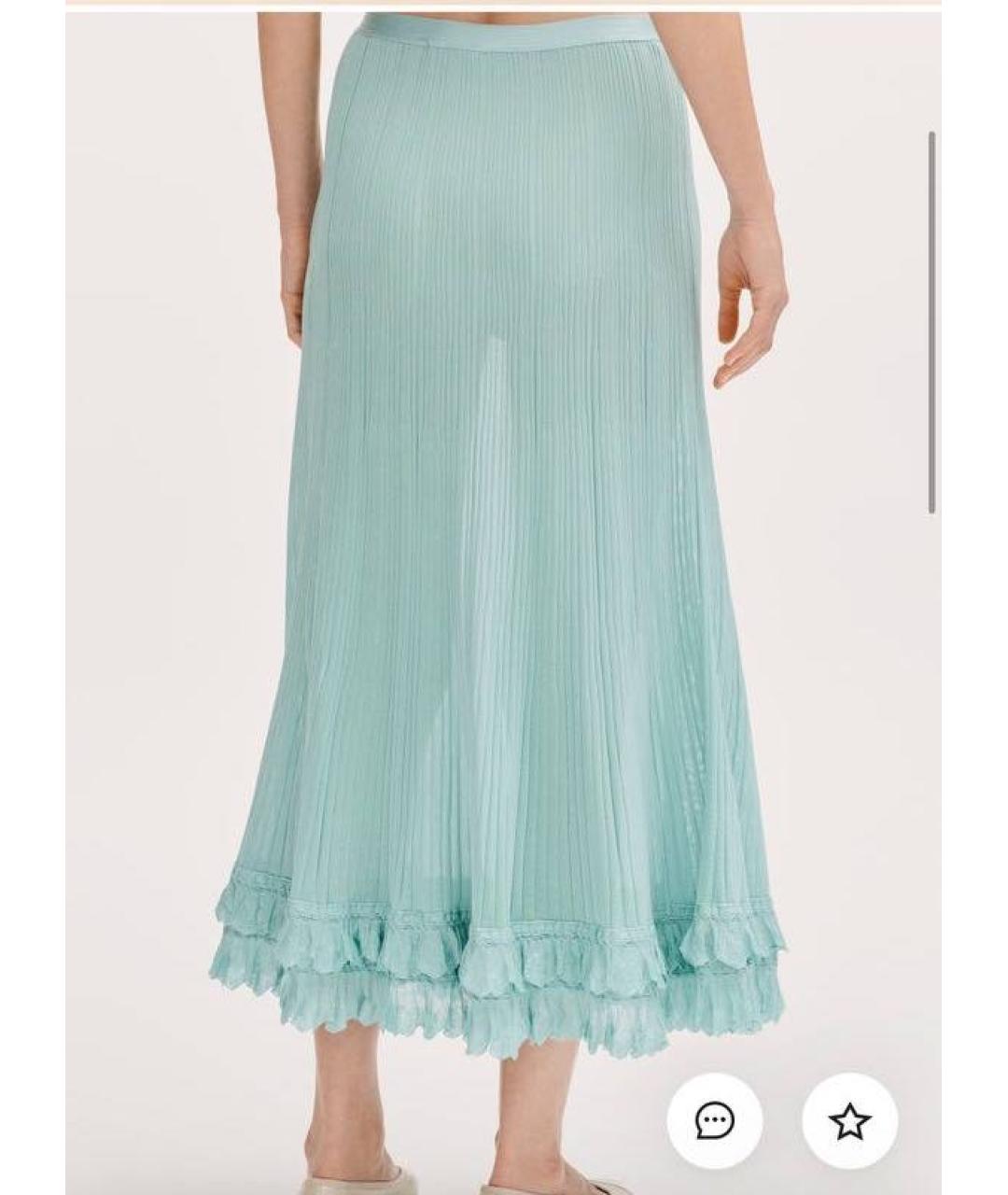 CHANEL Бирюзовая шелковая юбка макси, фото 3