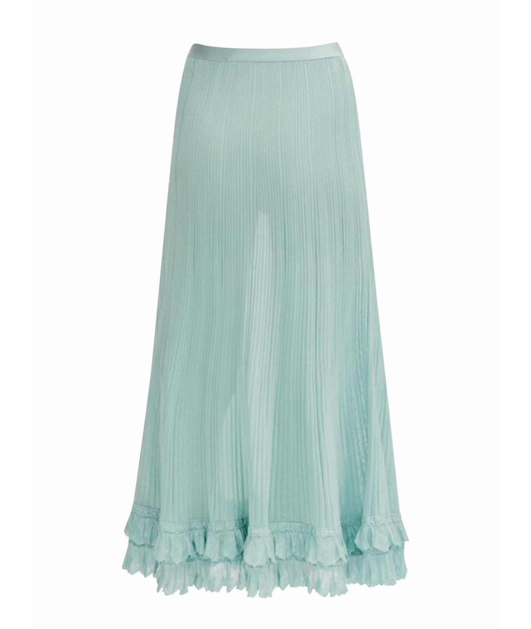 CHANEL Бирюзовая шелковая юбка макси, фото 1