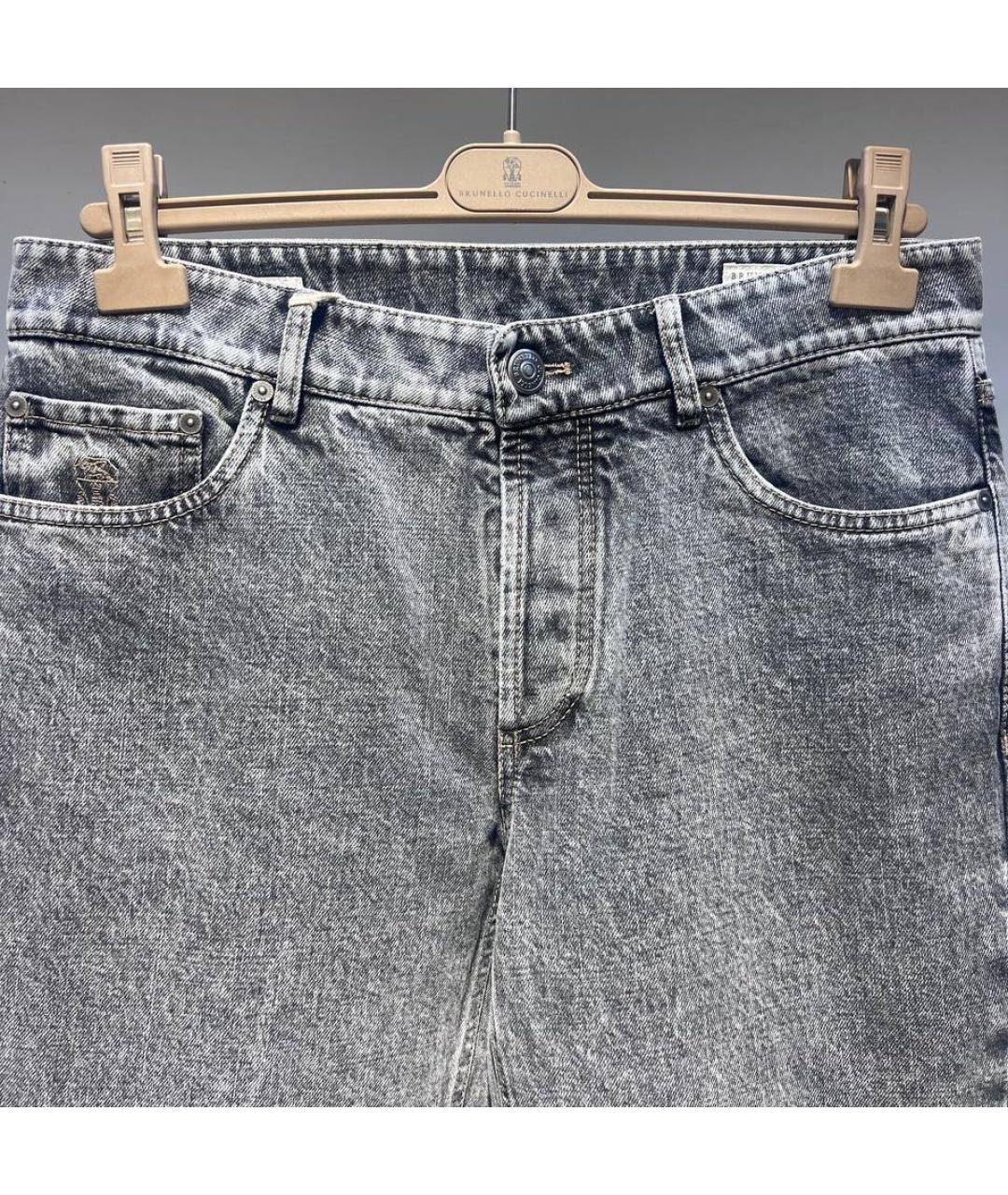 BRUNELLO CUCINELLI Серые хлопковые джинсы, фото 3