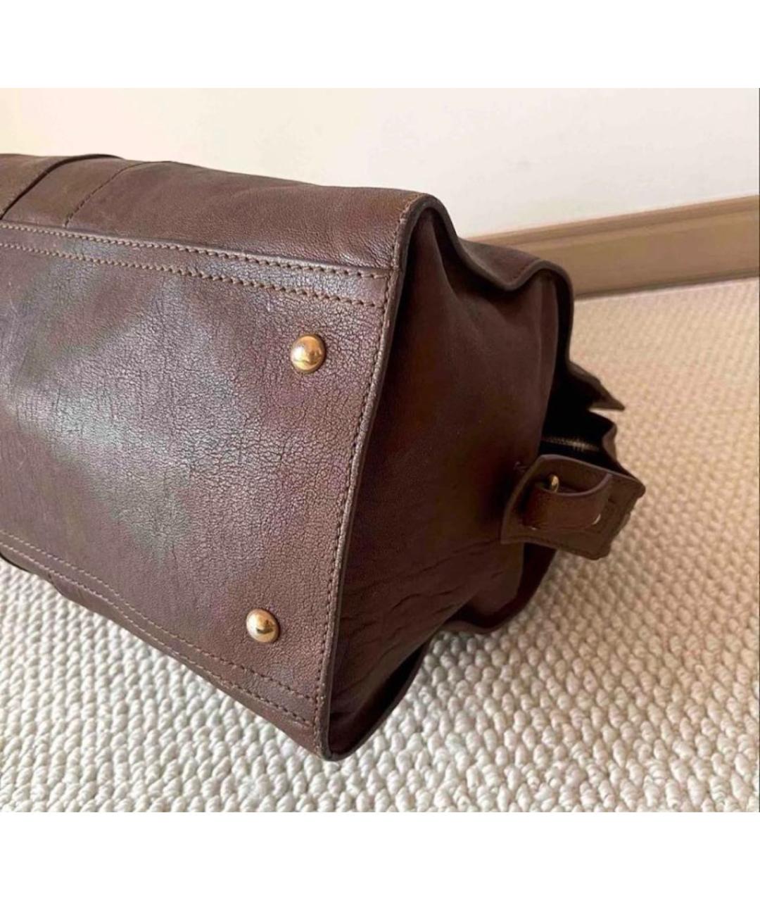 SAINT LAURENT Коричневая кожаная сумка тоут, фото 7