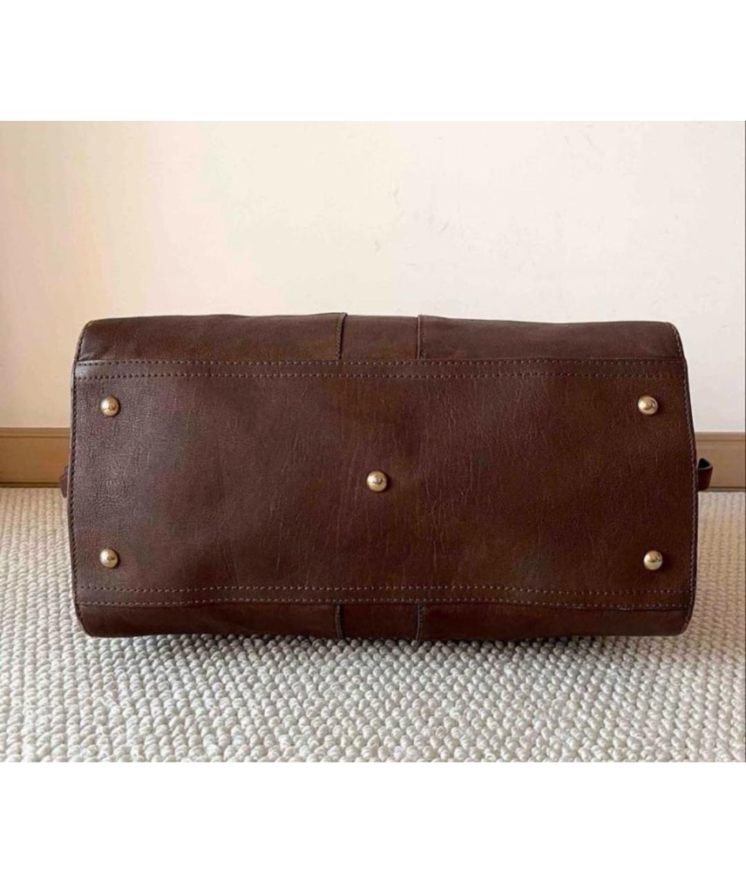 SAINT LAURENT Коричневая кожаная сумка тоут, фото 8