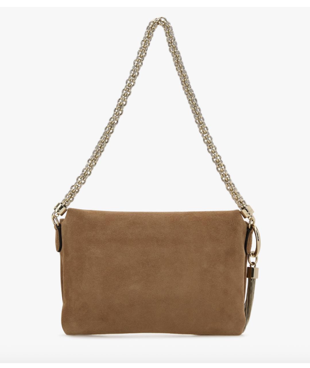 JIMMY CHOO Бежевая замшевая сумка через плечо, фото 3