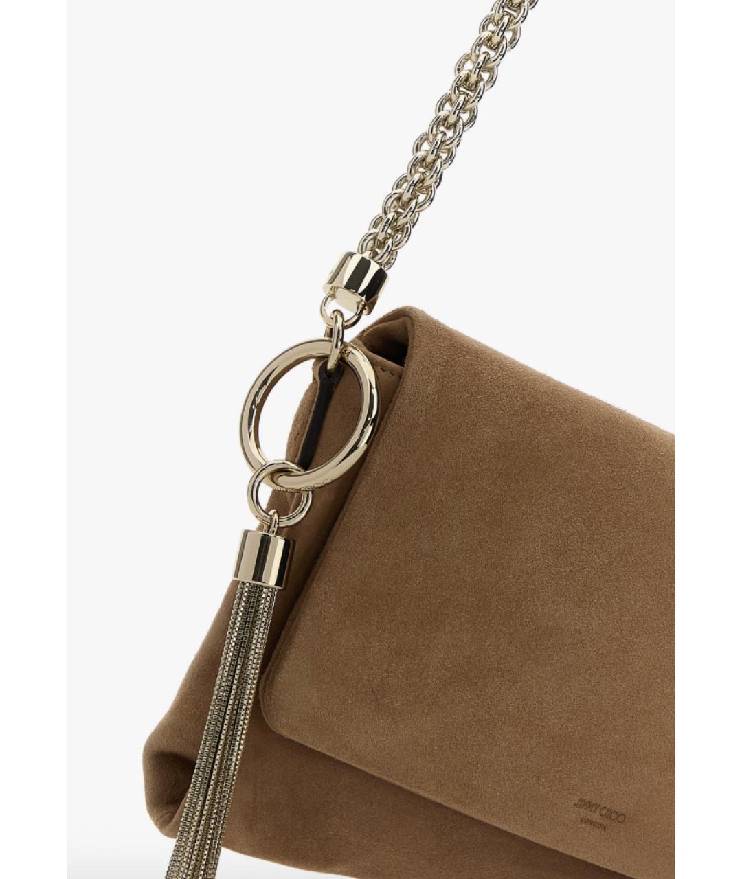 JIMMY CHOO Бежевая замшевая сумка через плечо, фото 4