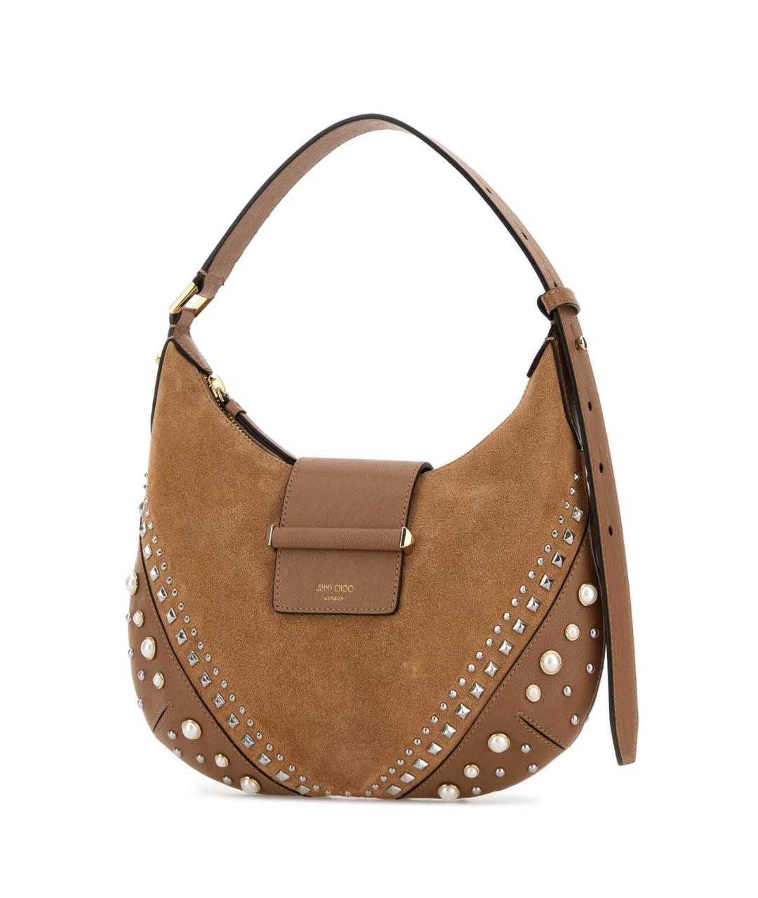 JIMMY CHOO Бежевая замшевая сумка через плечо, фото 2