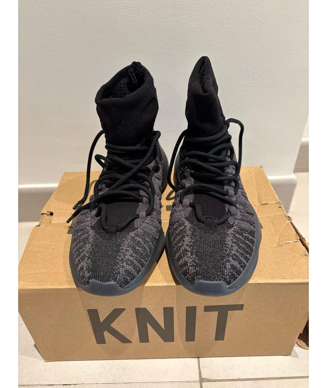 ADIDAS YEEZY Черные текстильные высокие кроссовки / кеды, фото 2