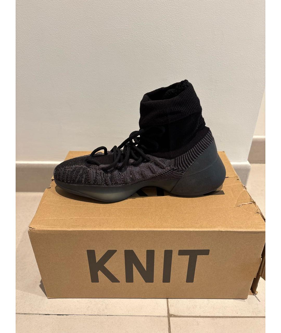 ADIDAS YEEZY Черные текстильные высокие кроссовки / кеды, фото 6