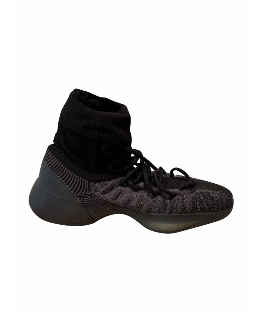 ADIDAS YEEZY Черные текстильные высокие кроссовки / кеды, фото 1