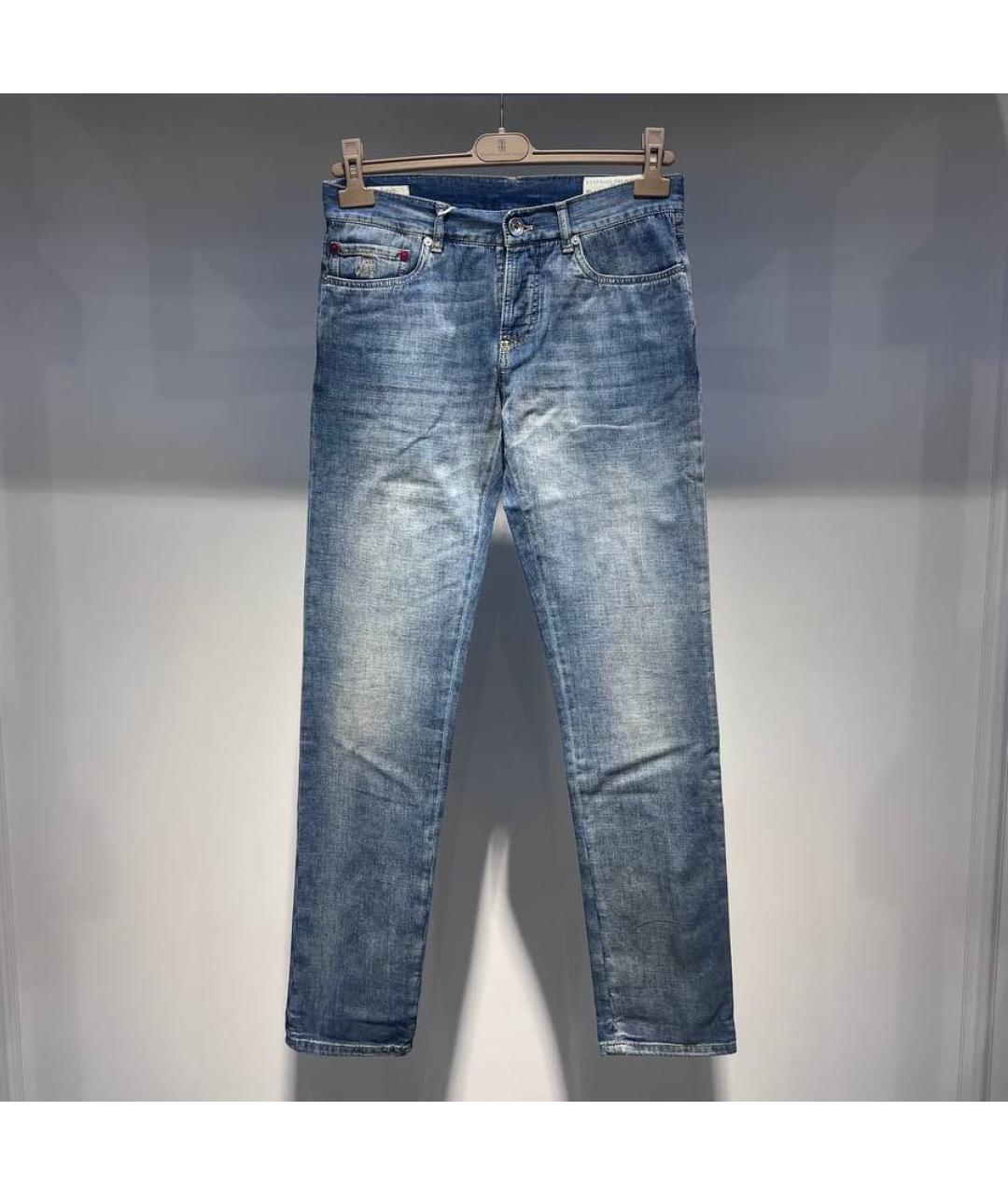BRUNELLO CUCINELLI Синие хлопковые джинсы, фото 4