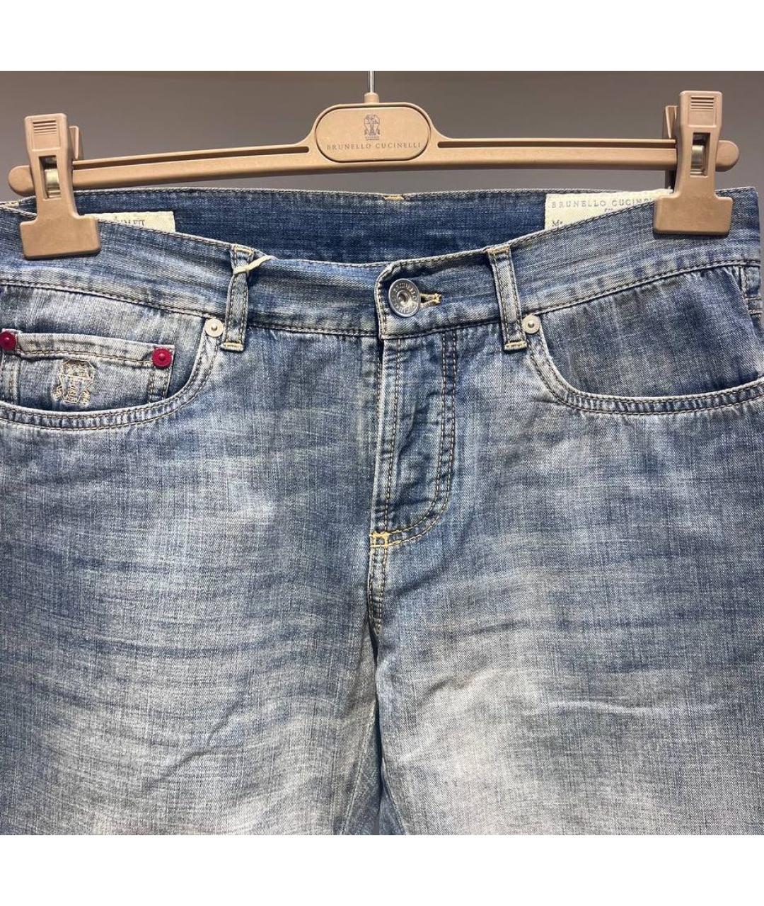 BRUNELLO CUCINELLI Синие хлопковые джинсы, фото 3