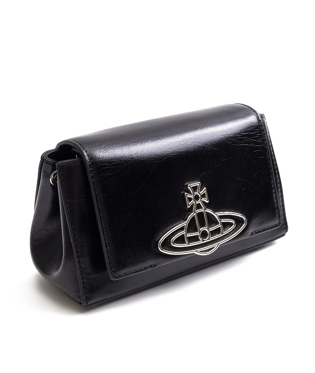 VIVIENNE WESTWOOD Черная кожаная сумка с короткими ручками, фото 5