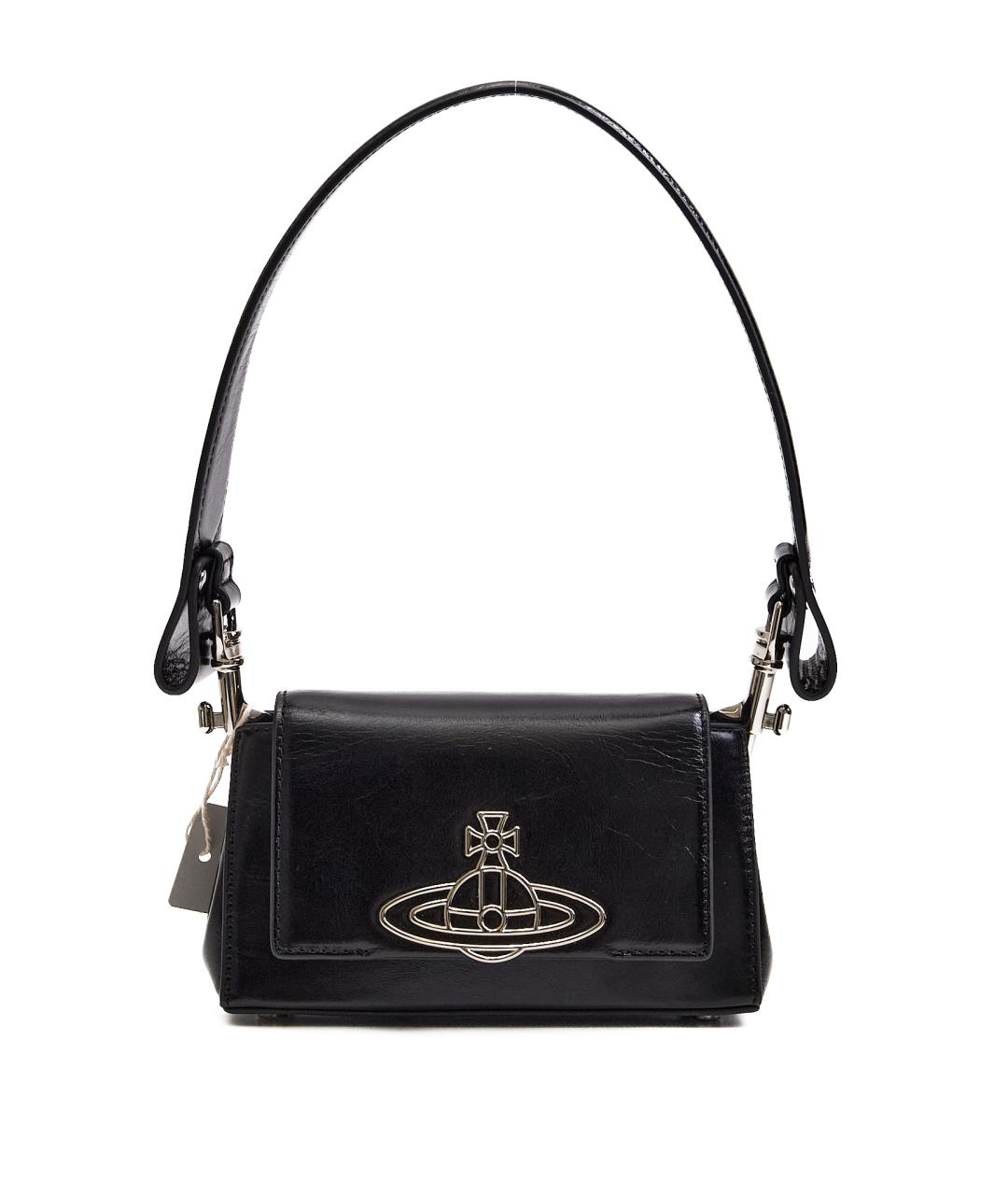 VIVIENNE WESTWOOD Черная кожаная сумка с короткими ручками, фото 1