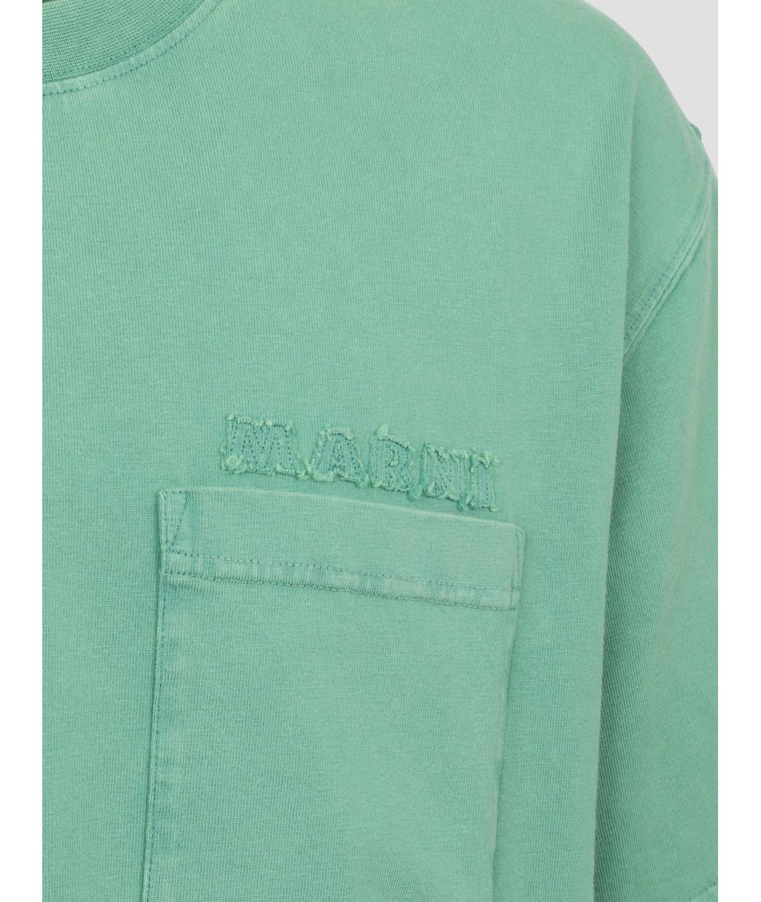 MARNI Зеленая хлопковая футболка, фото 3