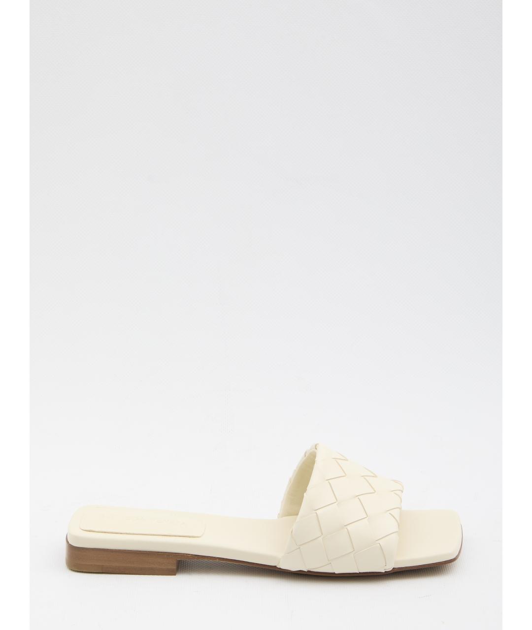 BOTTEGA VENETA Бежевые кожаные шлепанцы, фото 5