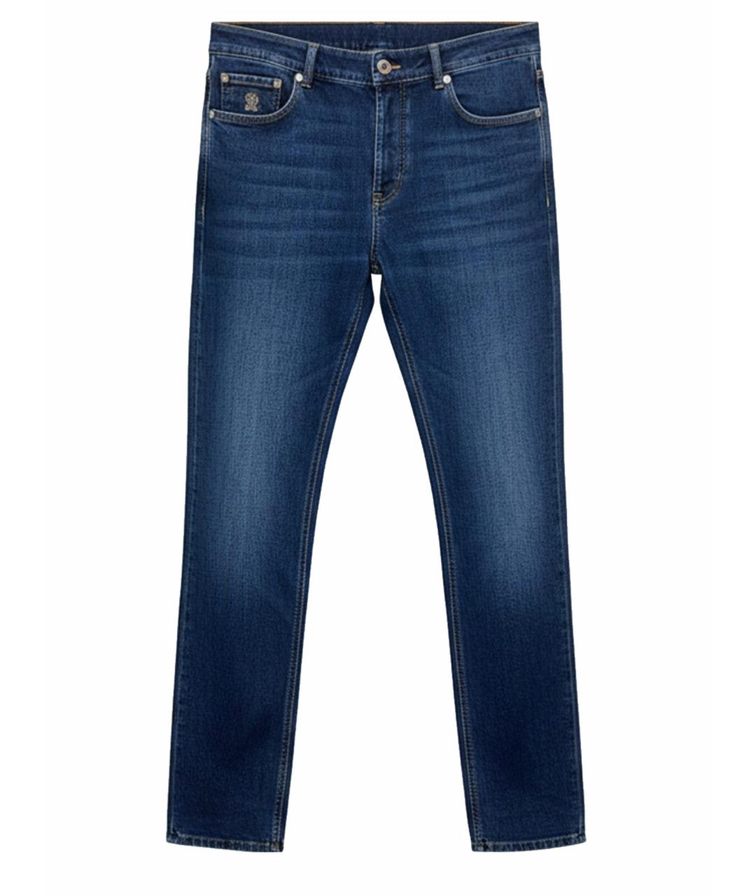 BRUNELLO CUCINELLI Темно-синие хлопко-эластановые джинсы, фото 1