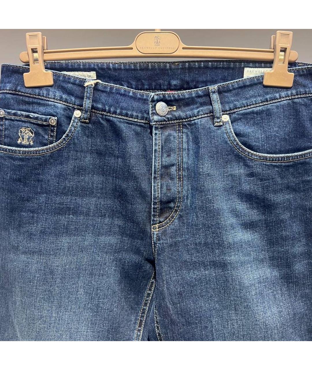 BRUNELLO CUCINELLI Темно-синие хлопко-эластановые джинсы, фото 3