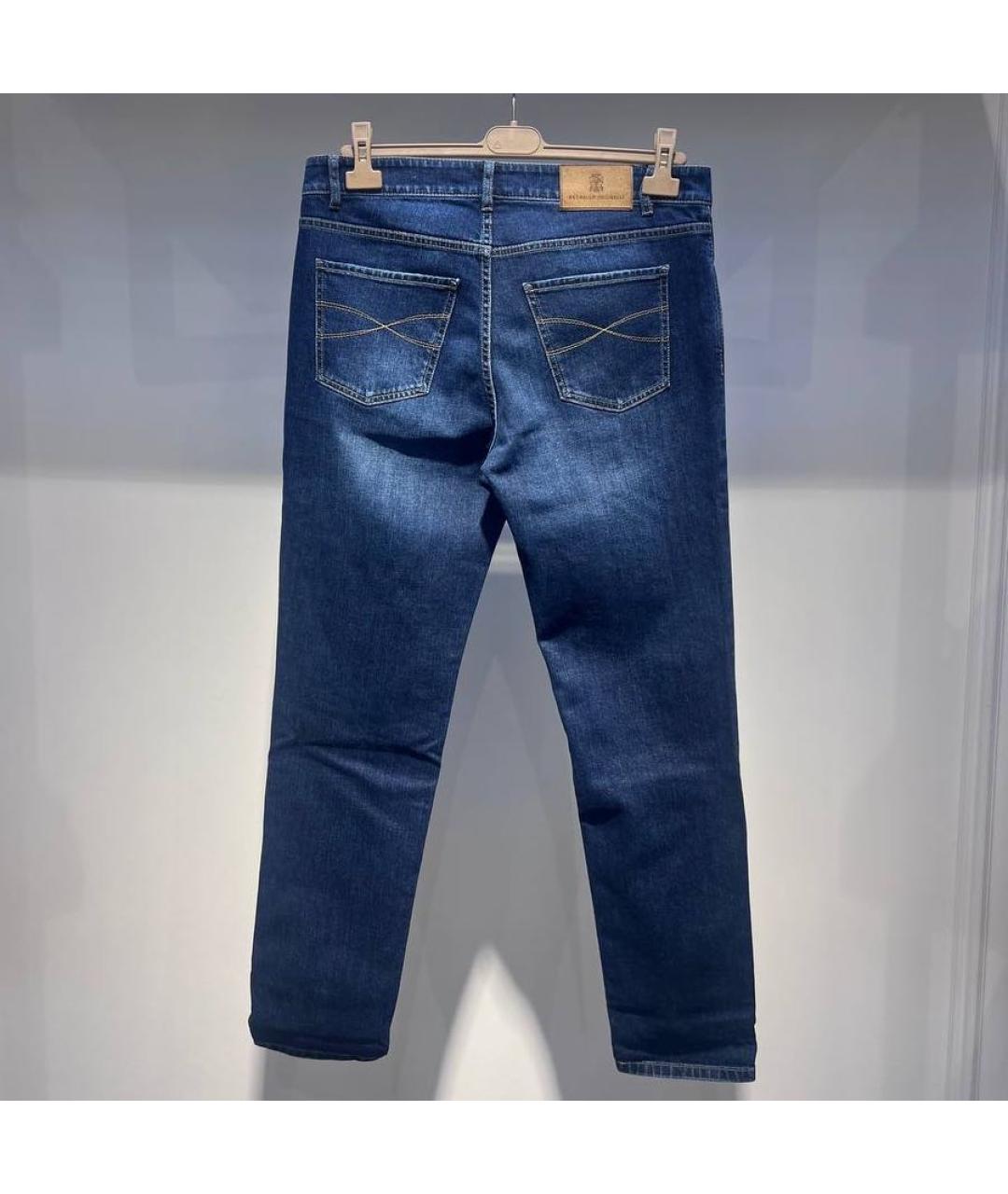 BRUNELLO CUCINELLI Темно-синие хлопко-эластановые джинсы, фото 2