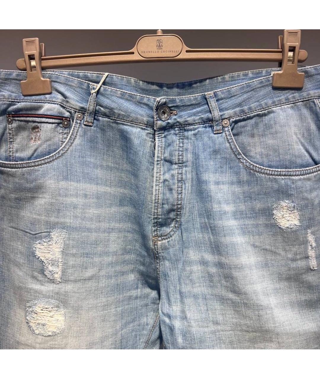 BRUNELLO CUCINELLI Голубые хлопковые джинсы, фото 3