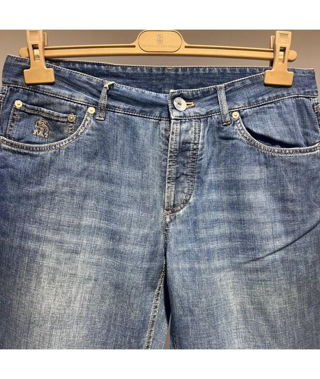 BRUNELLO CUCINELLI Синие хлопковые джинсы, фото 3