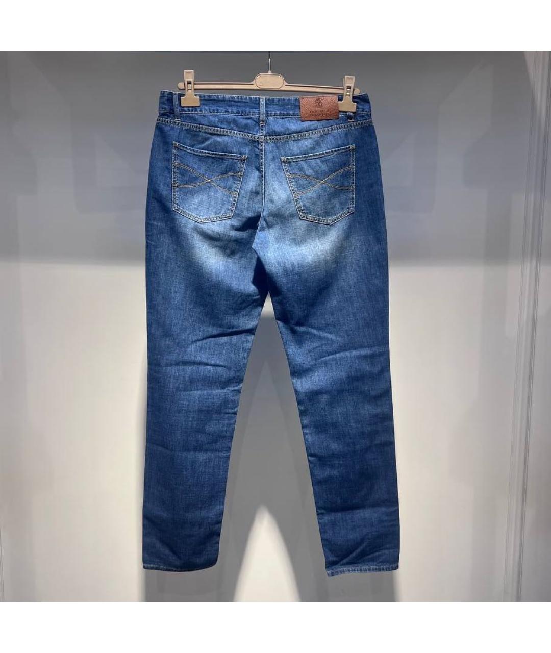 BRUNELLO CUCINELLI Синие хлопковые джинсы, фото 2