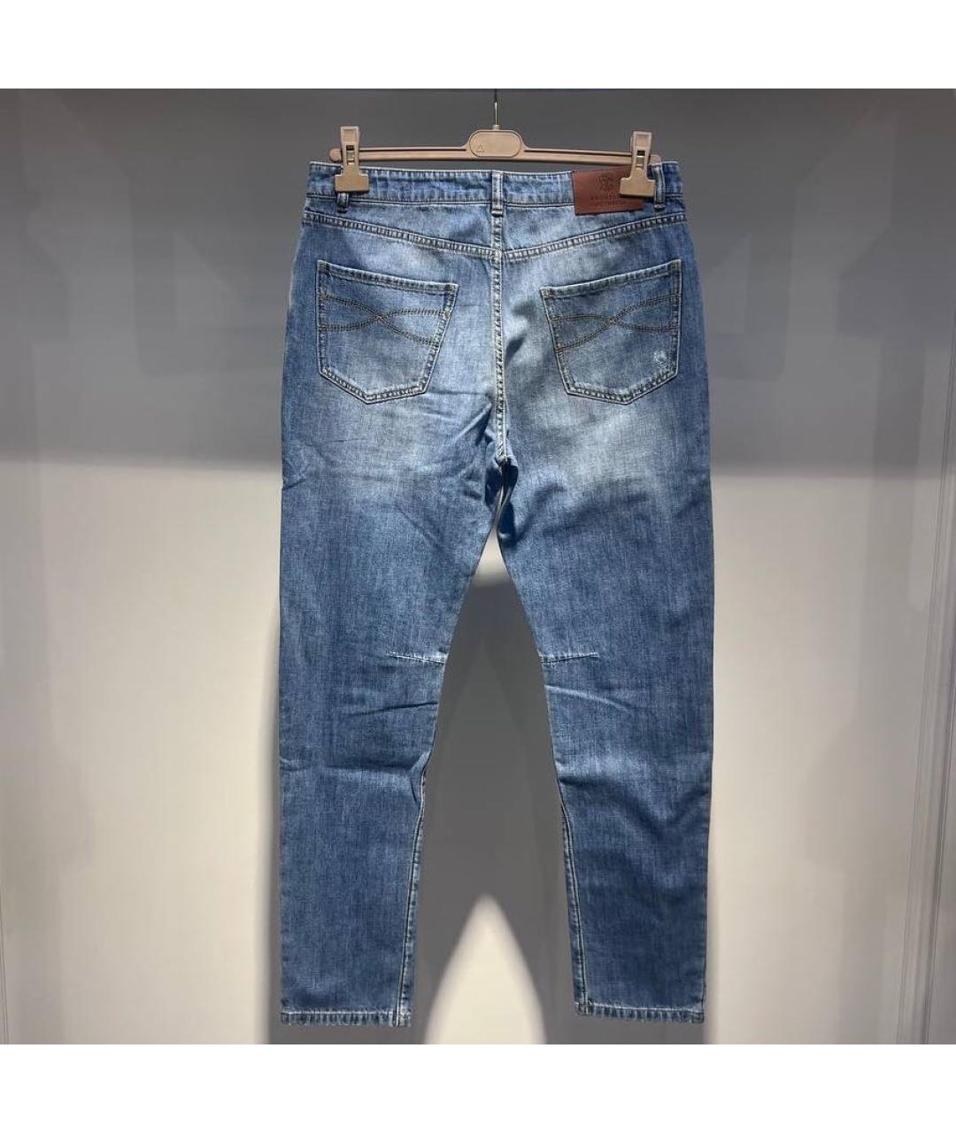BRUNELLO CUCINELLI Голубые хлопковые джинсы, фото 2