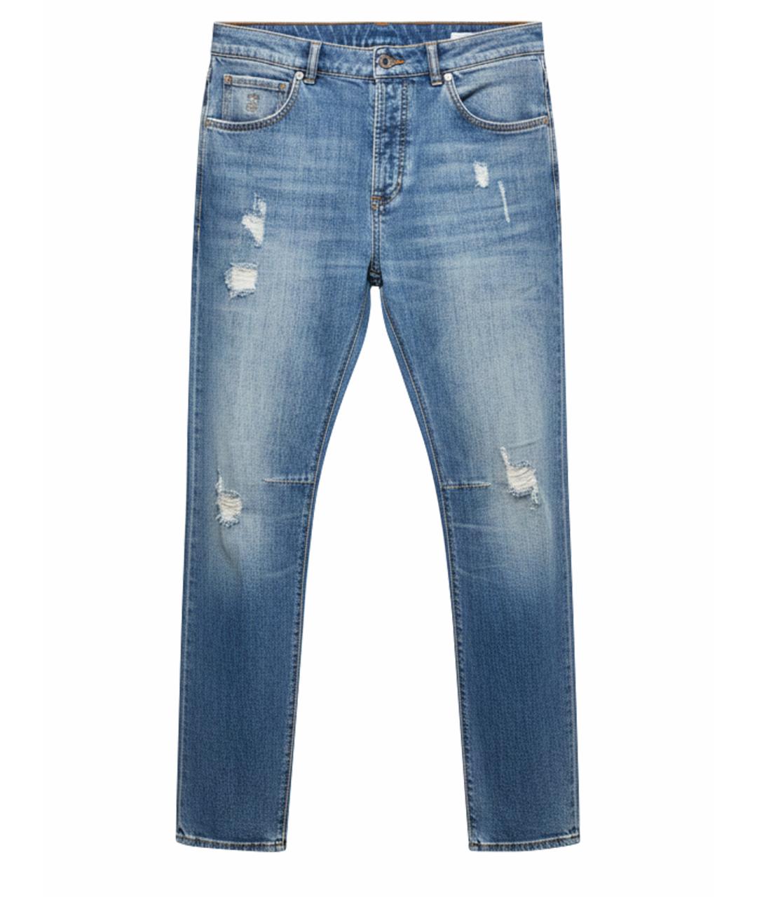 BRUNELLO CUCINELLI Голубые хлопковые джинсы, фото 1