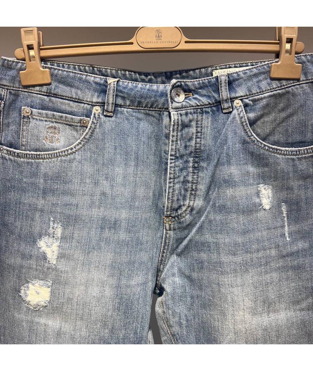 BRUNELLO CUCINELLI Голубые хлопковые джинсы, фото 3