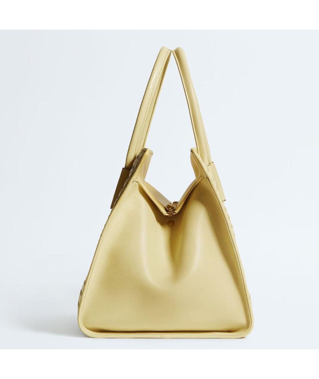 BOTTEGA VENETA Желтая кожаная сумка тоут, фото 4