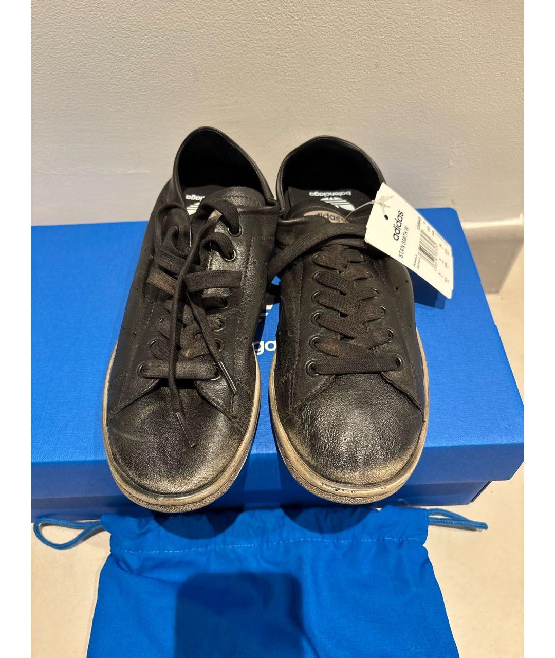 ADIDAS Черные кожаные кеды, фото 2