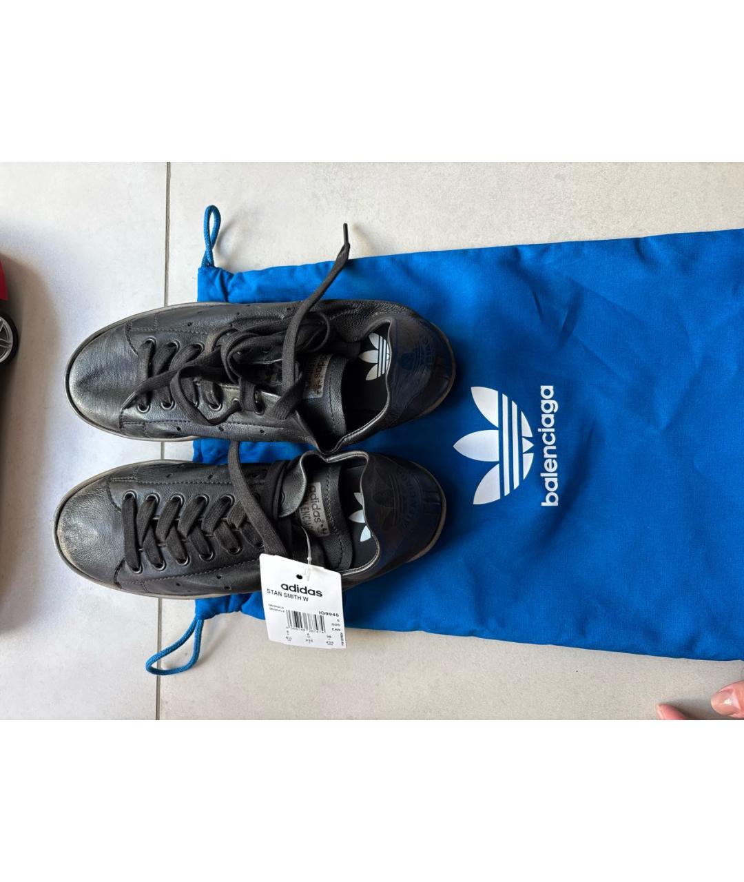 ADIDAS Черные кожаные кеды, фото 3