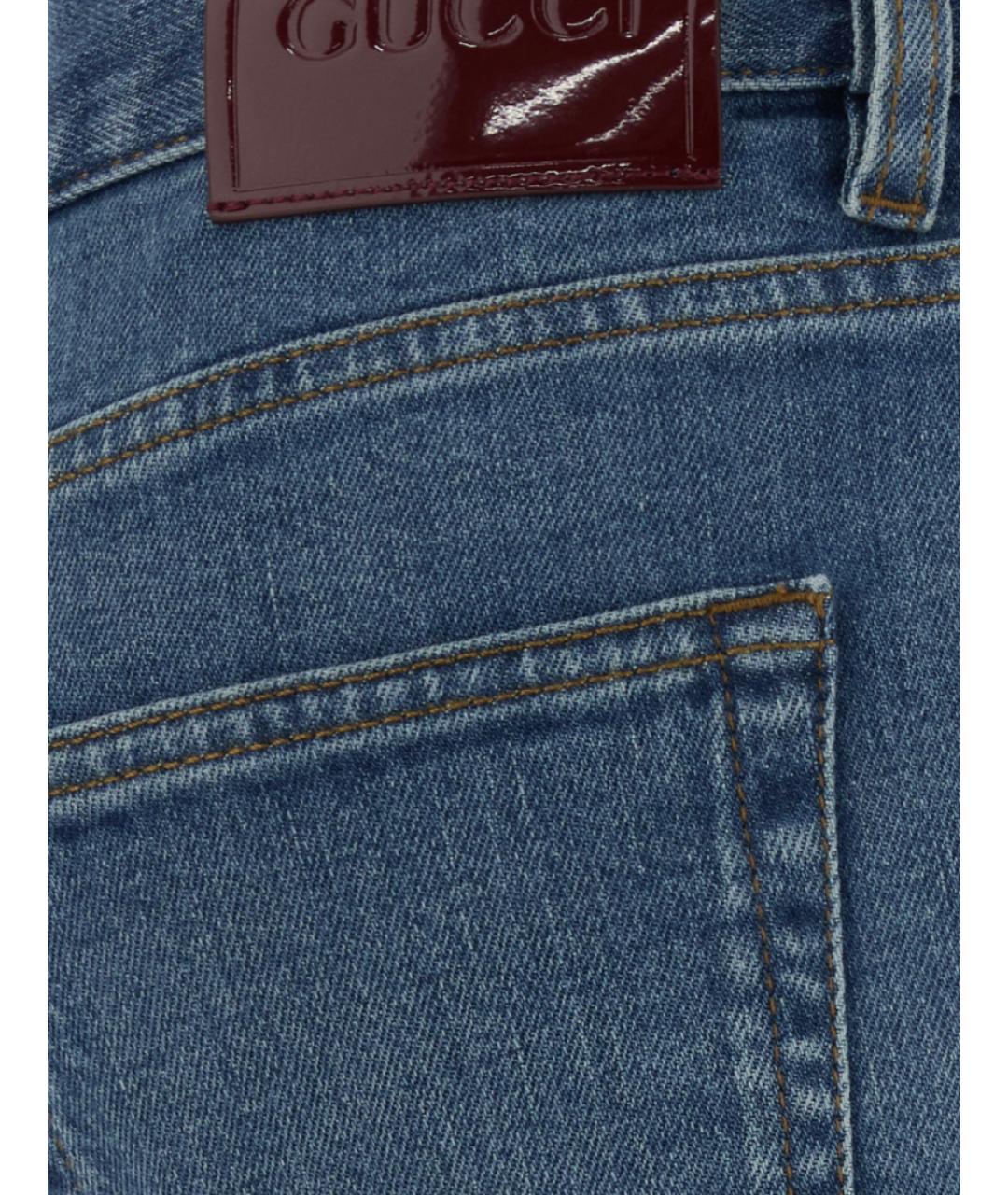 GUCCI Синие хлопко-эластановые прямые джинсы, фото 3