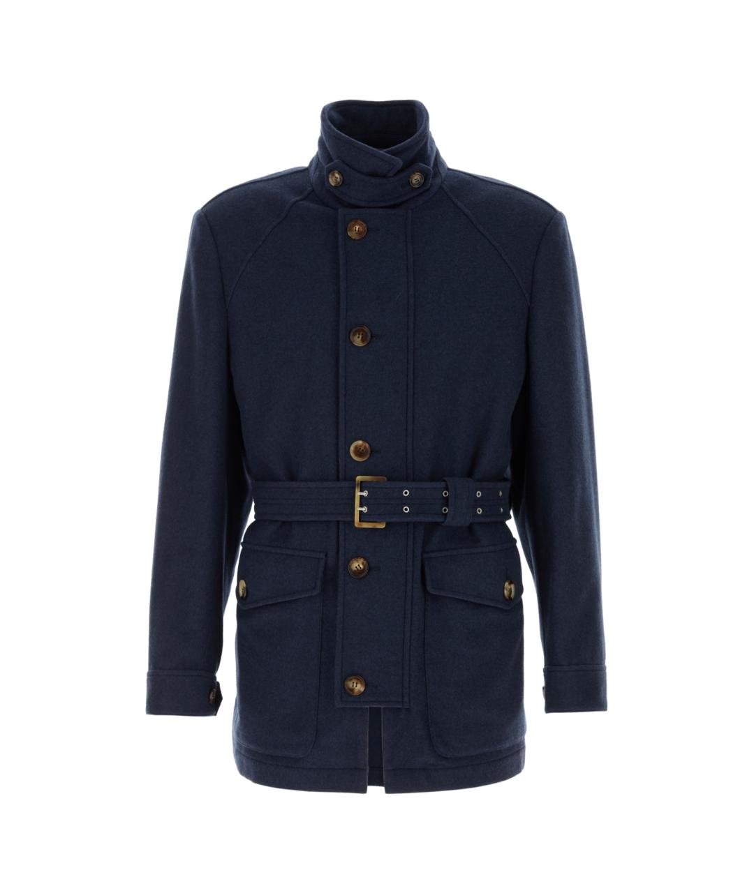 BRUNELLO CUCINELLI Синее шерстяное пальто, фото 1