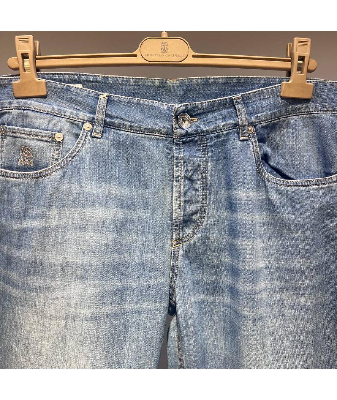 BRUNELLO CUCINELLI Голубые хлопковые джинсы, фото 3