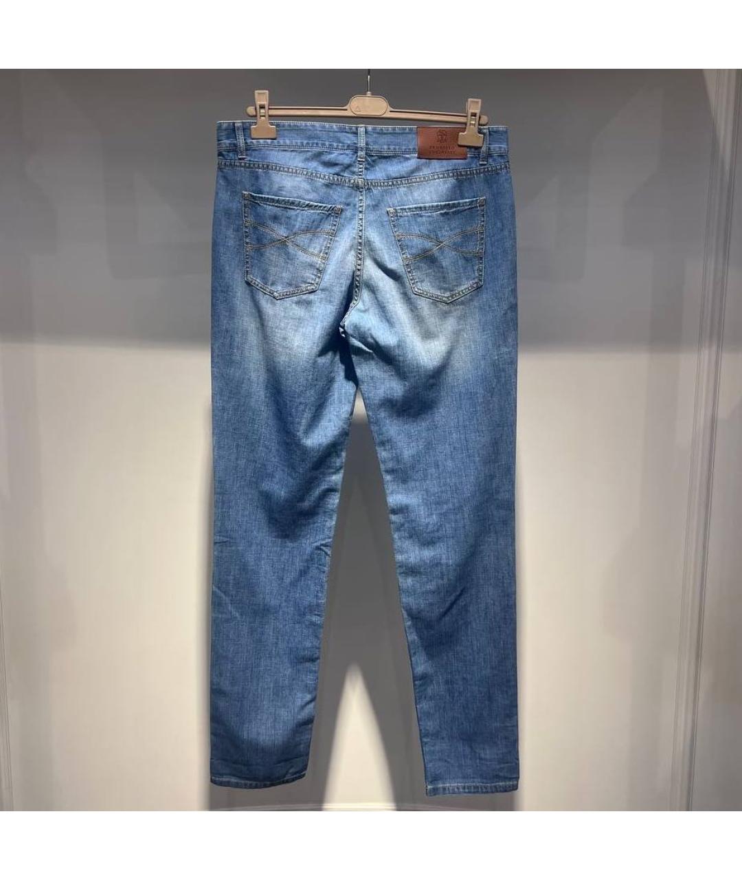 BRUNELLO CUCINELLI Голубые хлопковые джинсы, фото 2