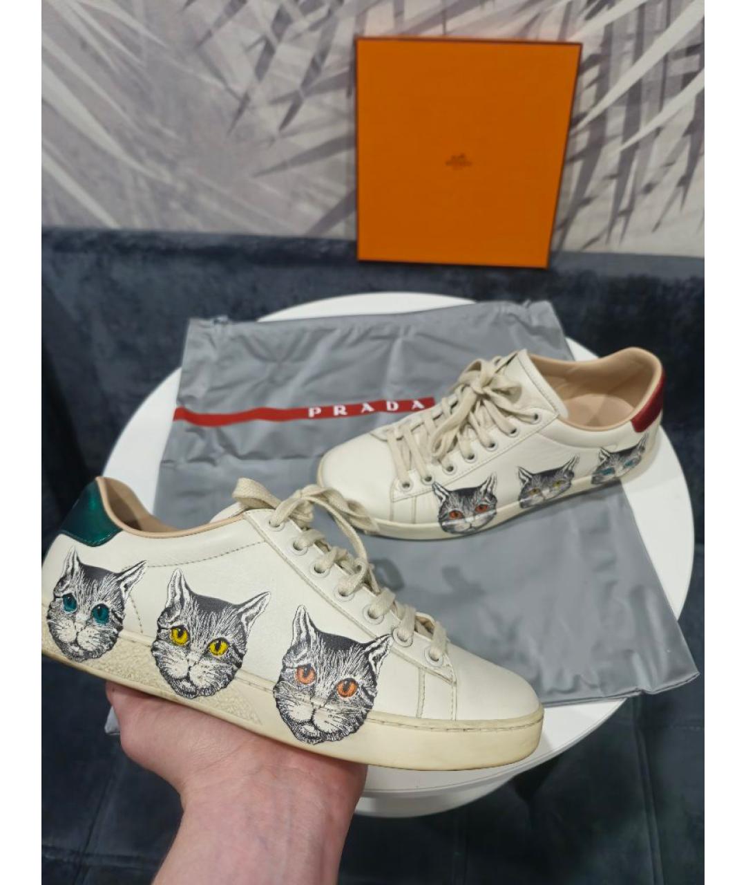 GUCCI Белые кожаные кеды, фото 2