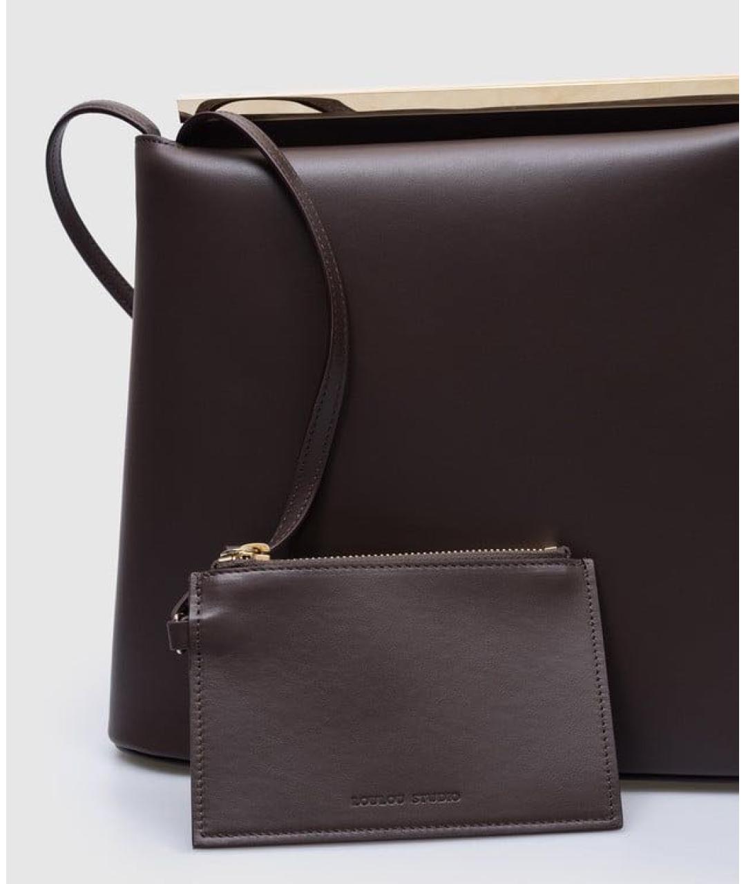 LOULOU STUDIO Коричневая кожаная сумка с короткими ручками, фото 3