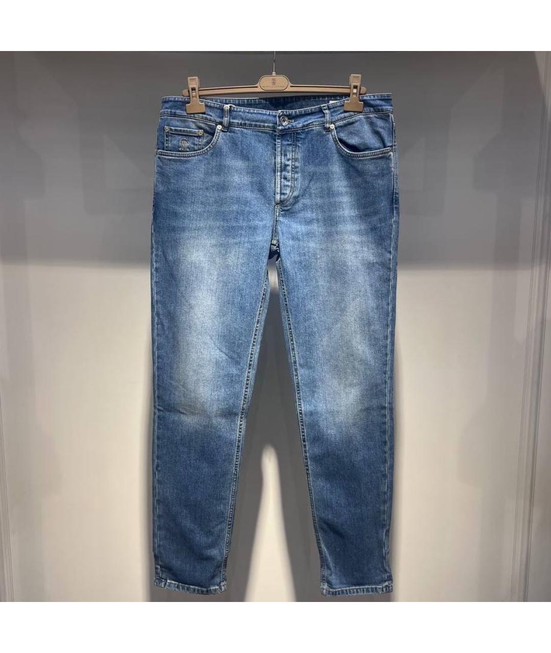 BRUNELLO CUCINELLI Синие хлопко-эластановые джинсы, фото 4