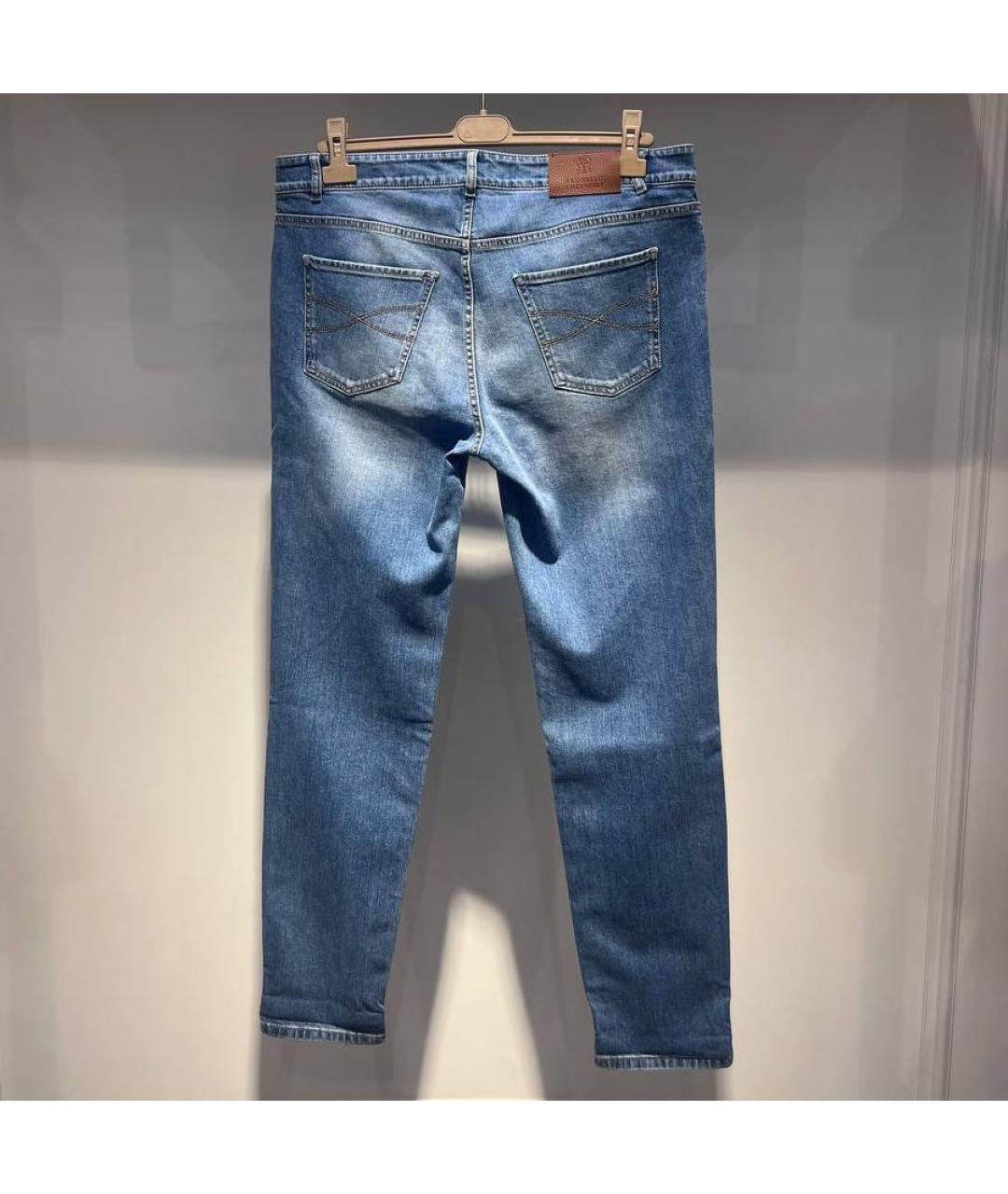 BRUNELLO CUCINELLI Синие хлопко-эластановые джинсы, фото 2