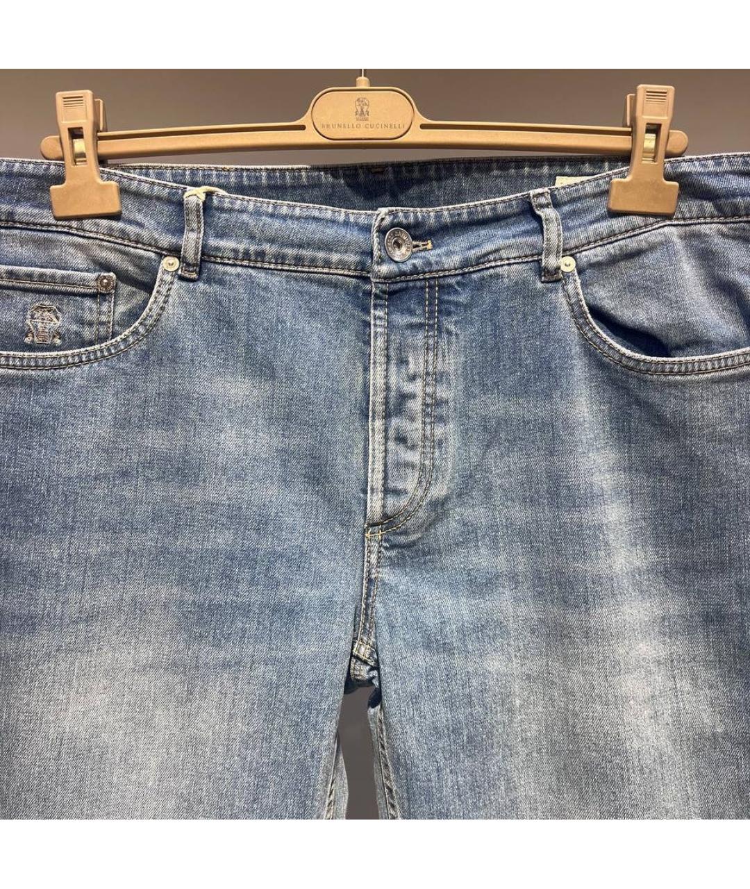 BRUNELLO CUCINELLI Синие хлопко-эластановые джинсы, фото 3