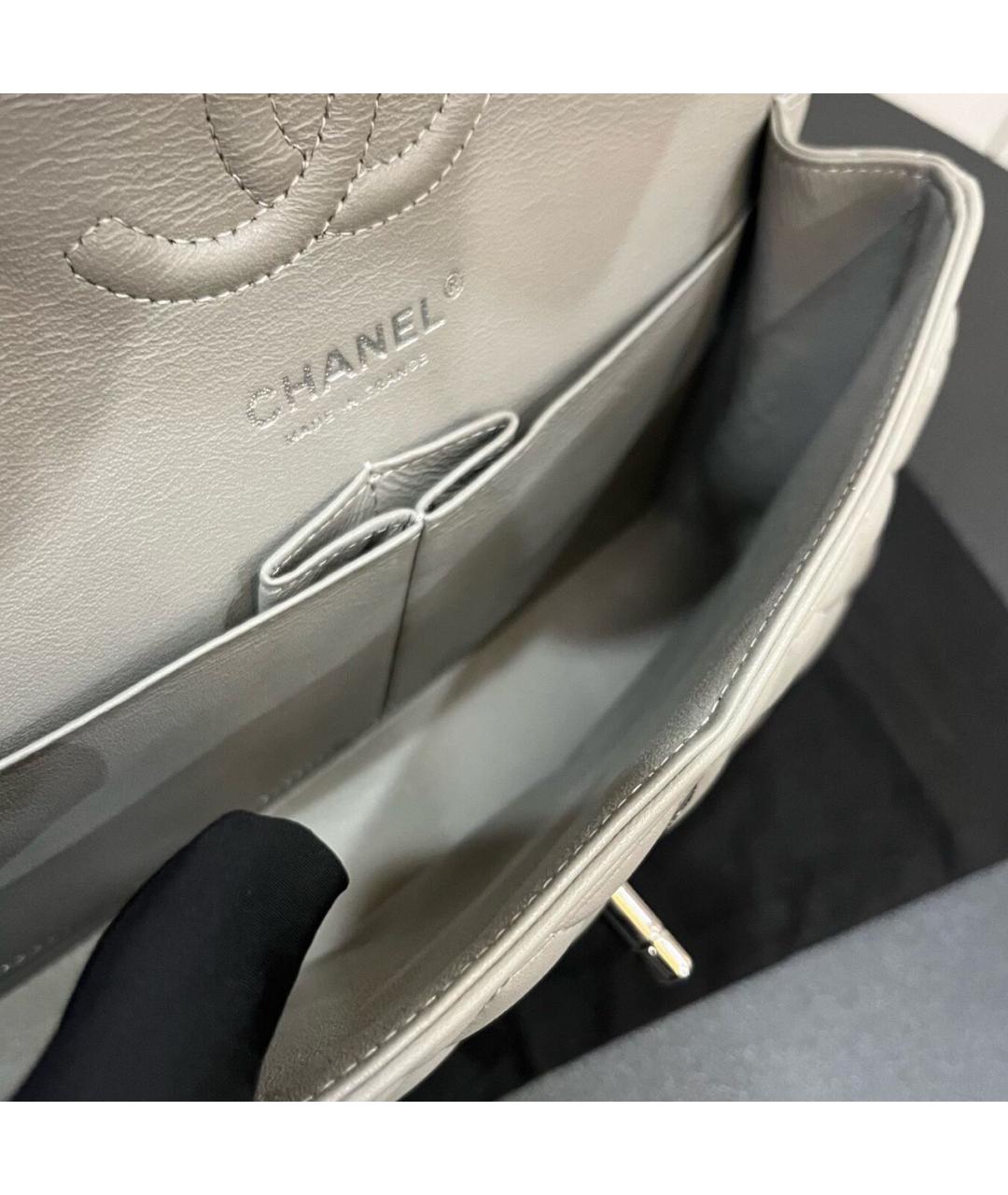 CHANEL Серая кожаная сумка через плечо, фото 7