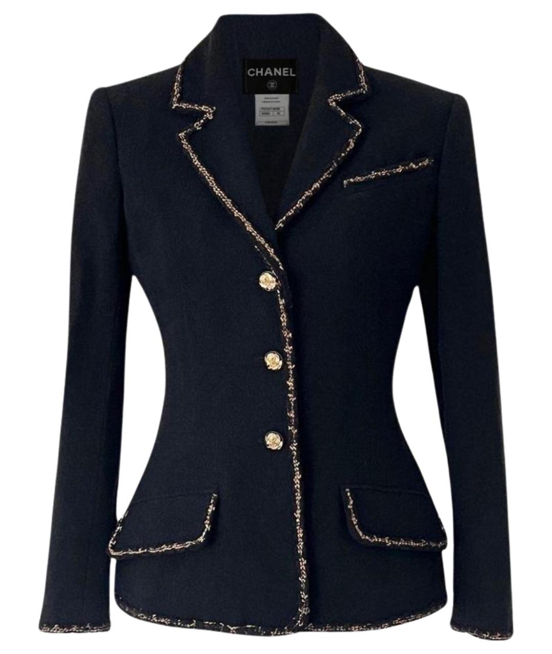 CHANEL Черный твидовый жакет/пиджак, фото 1