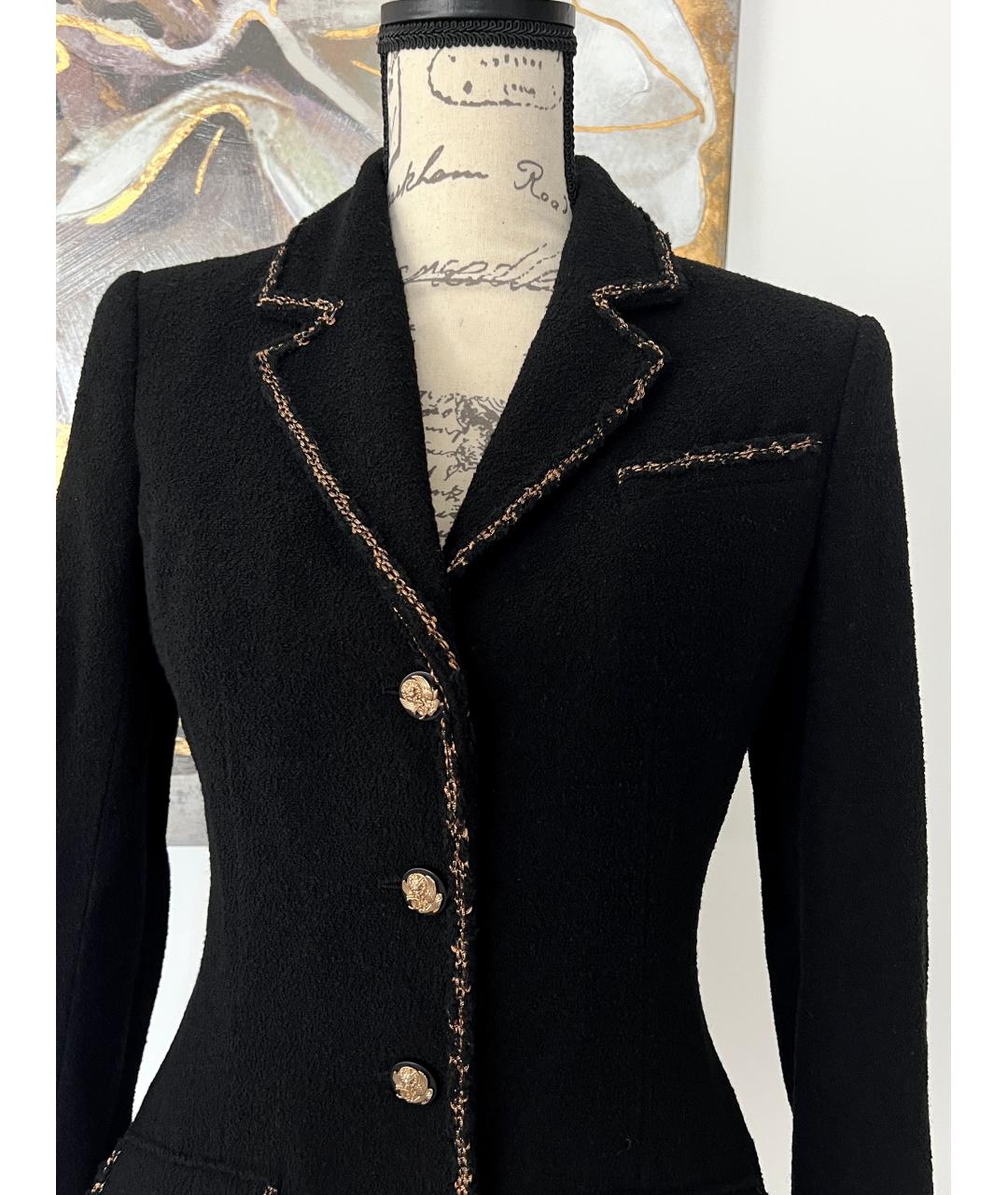 CHANEL Черный твидовый жакет/пиджак, фото 5