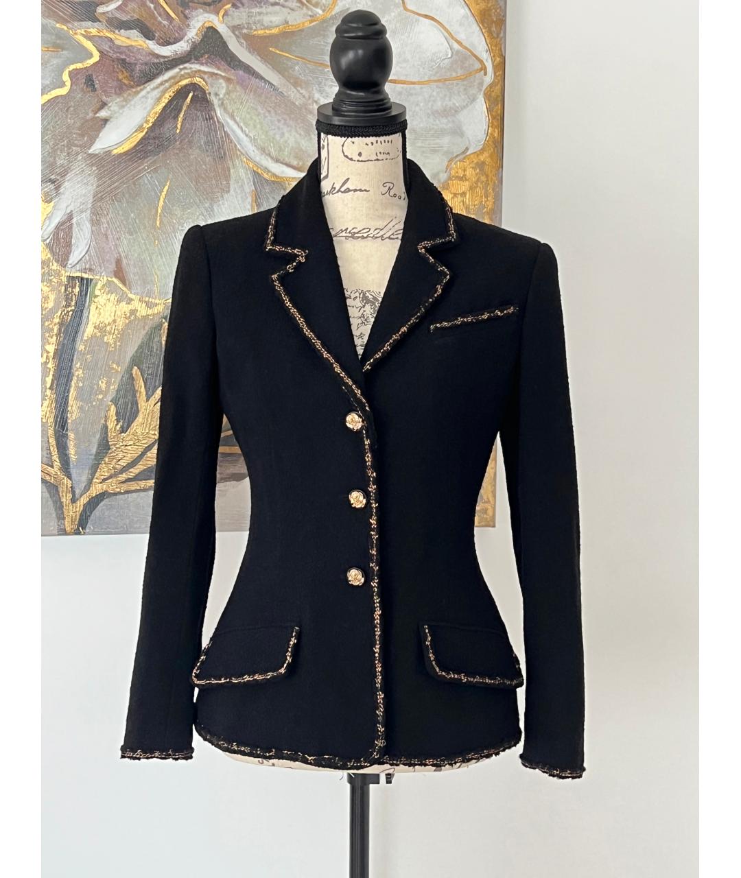 CHANEL Черный твидовый жакет/пиджак, фото 3