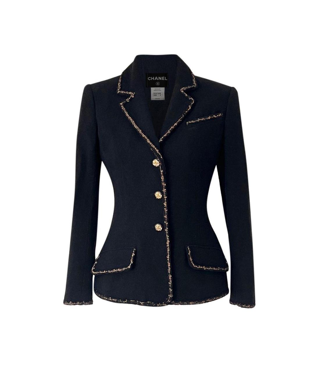 CHANEL Черный твидовый жакет/пиджак, фото 6
